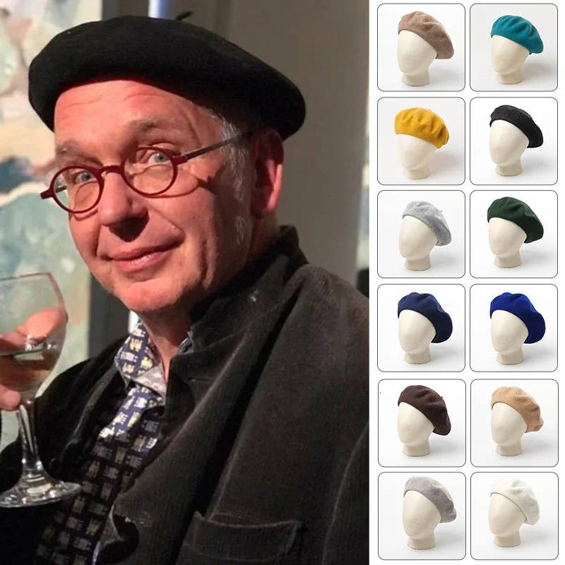 Men Women Military Army Soldier Hat Wool Beret Uniform Cap Spring Winter Retro Classic French Artist Berets 240603