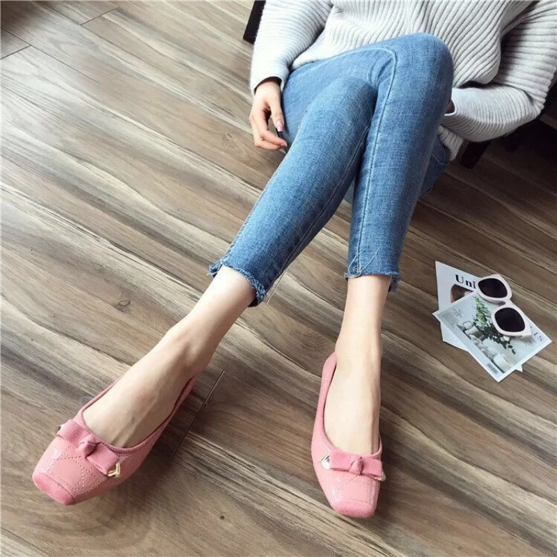 Blue Flat Regular Leather Casual Square Womens Shoes Womens Summer Shoes White Pink Logo Wholesale A 240612