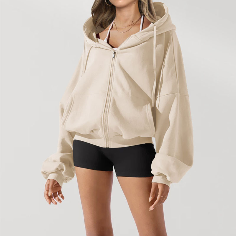 Women's Hoodies Womens Zip Up Long Sleeve Hooded Sweatshirt Pullover Hoodie Oversized Clothe Top Street Fashion Casual Jacket
