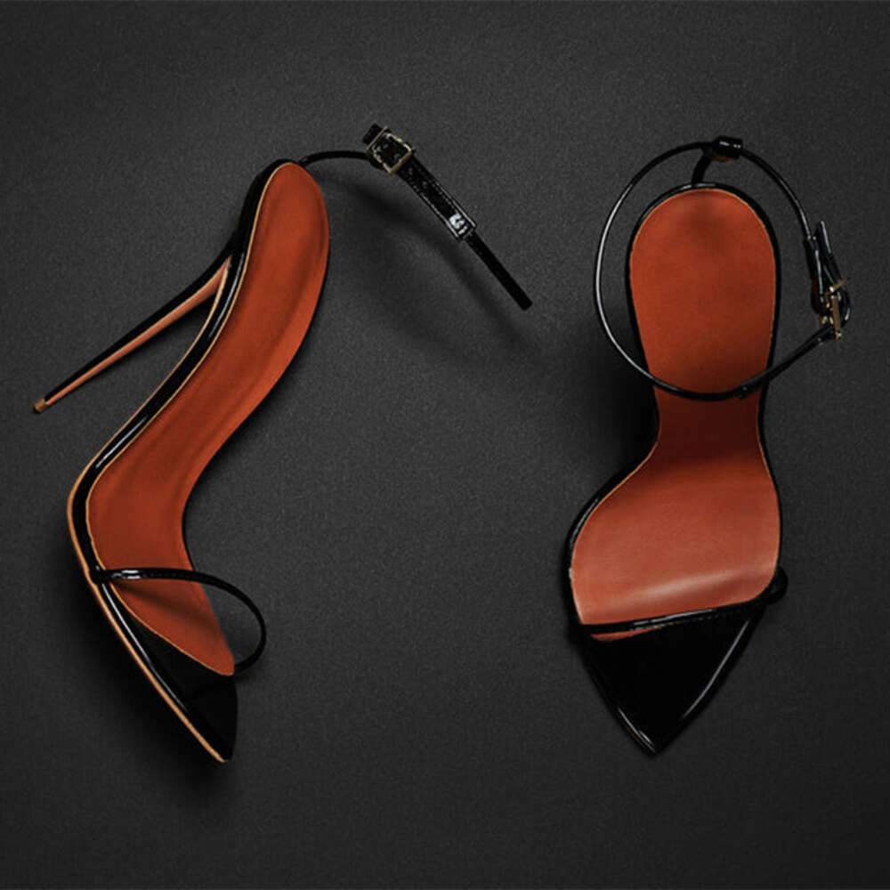 Sexy Women's Sandals Summer New 2024 Ankle Strap Flip Flops Black Red White Heeled Party Wedding Dance Shoes Large Size