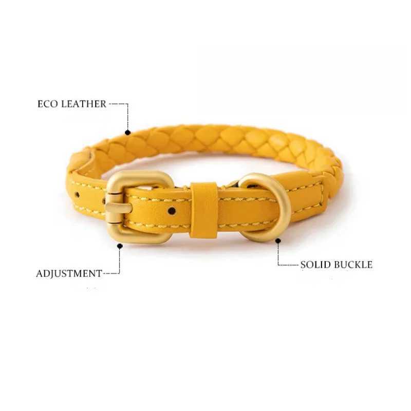 Dog Collars Leashes Leather Dog Collar and Leash Set Adjustable PU Dog Collar Soft Durable Braided Leash and Collar Set for Dogs S2461433