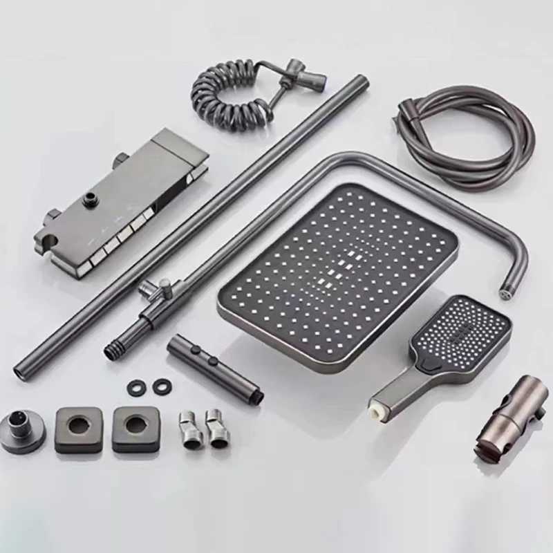 Bathroom Shower Heads Bathroom Shower System Temperature Display With LED Light Shower Set 4 Function Shower Faucet Hot Cold Temperature ControlL24613