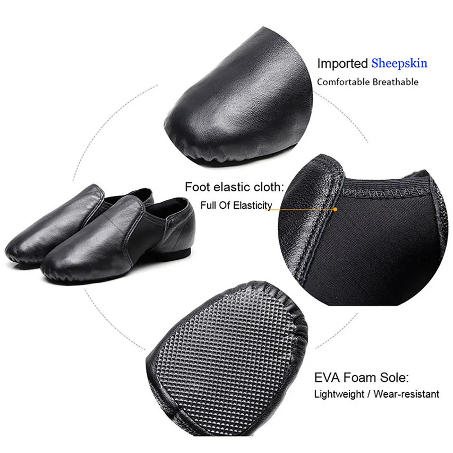 USHINE 24-44 Genuine Leather Jazz Dance Shoes Brown Black Anti slip Sole Jazz Shoes Adult Dance Sports Shoes 240614