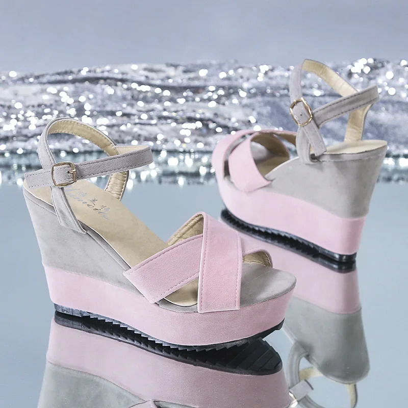 Womens Wedge Sandals Summer Mixed Color Platform Sandals Womens Casual Shoes High Heel Sandals 240612