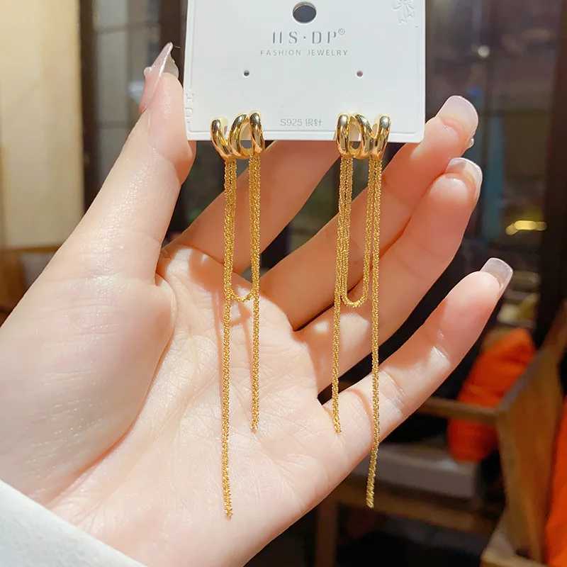 Earrings Korea Japanese Style Jewelry Elegant Long Tassel Stud Earrings for Women Fashion Accessories Delicate Metal Earrings 230831
