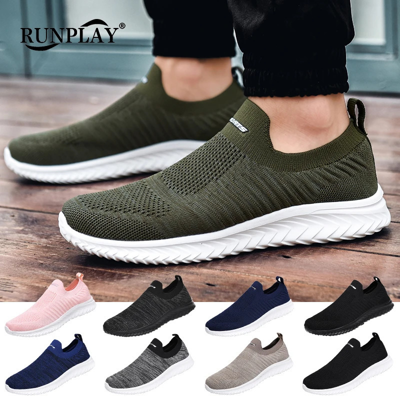 Superlight mens running shoes breathable womens sports shoes soft flat sports shoes fashionable couples casual walking shoes large size 240612