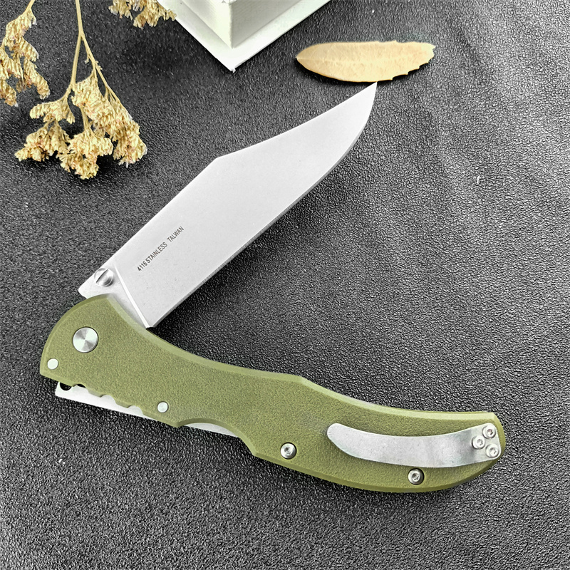 Newest 20KR7 Range Foding Knife 4 Stonewashed Cip Point Bade OD Green GFN Handes Outdoor Tacticas Sef Defense Hunting Camping Knive 535 15535 615 3300