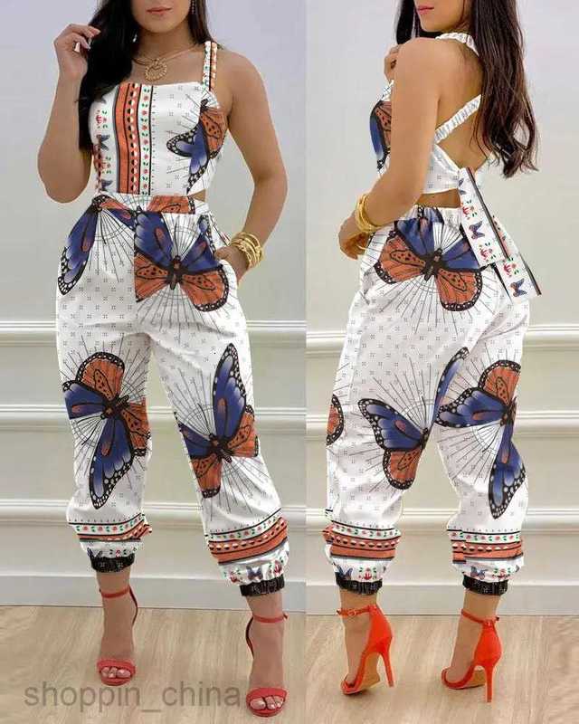 Women's Tracksuits Spring/Summer New Women's Commuter Strap Leggings jumpsuit Sets