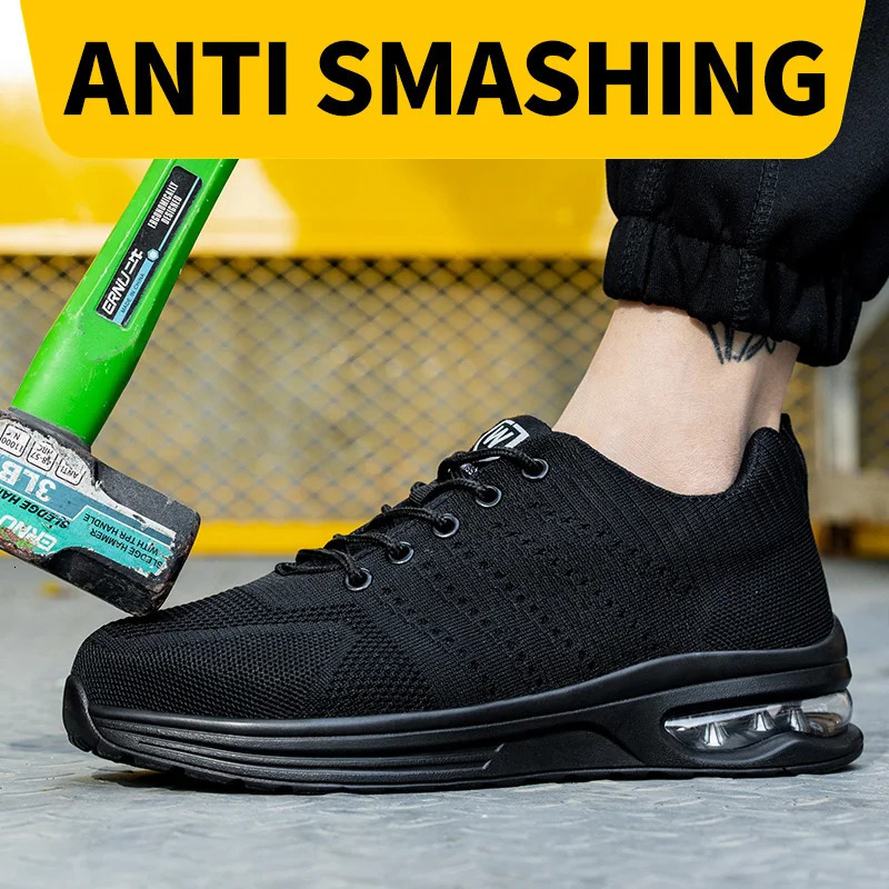 Breathable Shoes: Lightweight Steel Toe Safety Shoes For Men & Women, Anti-Puncture Work Sneakers - Summer hot Cushion Design