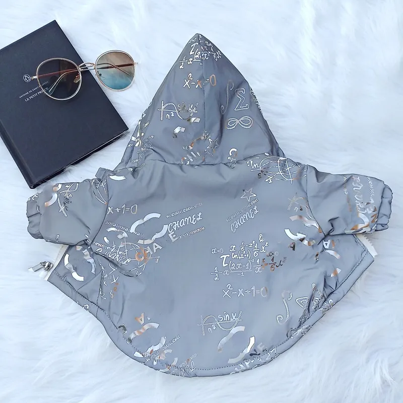 Designer Dog Clothes Winter Dog Apparel Warm Dog Jacket Reflective Dog Hoodie Dog Snow Jacket with Zipper Dog Cold Weather Coats with Classic Letter Pattern S A428