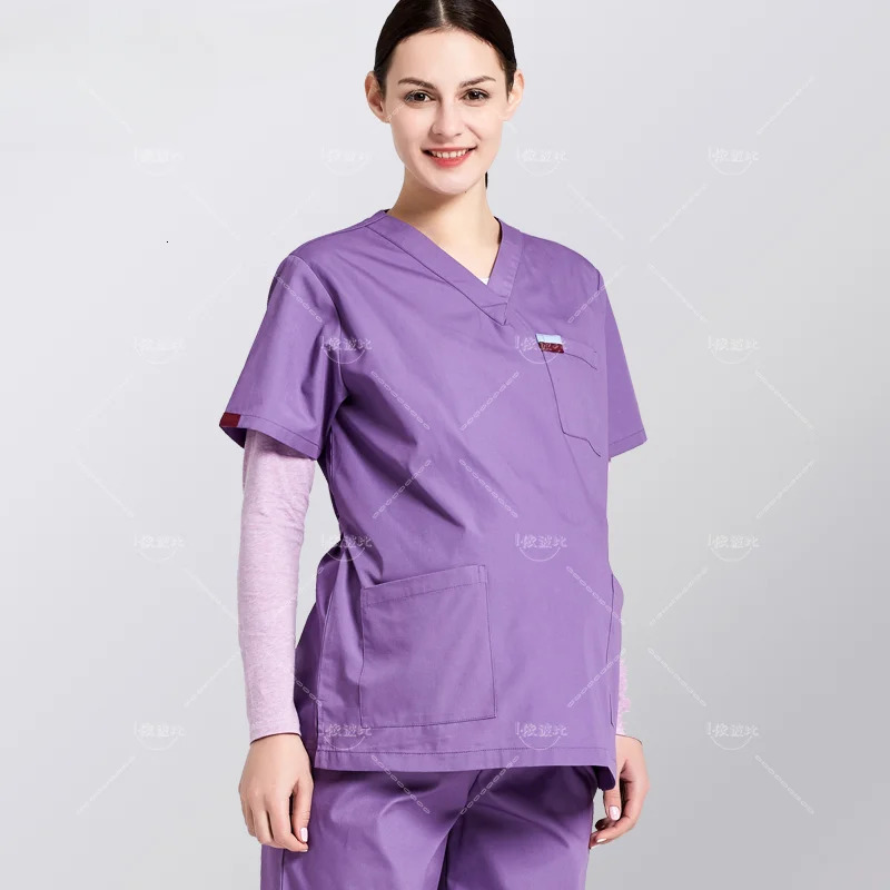 ANNO Maternity Work wear Loose Pregnant Woman Nurse Uniforms Hospital Clothing Female Adjustable Waist Scrubs Set 240604