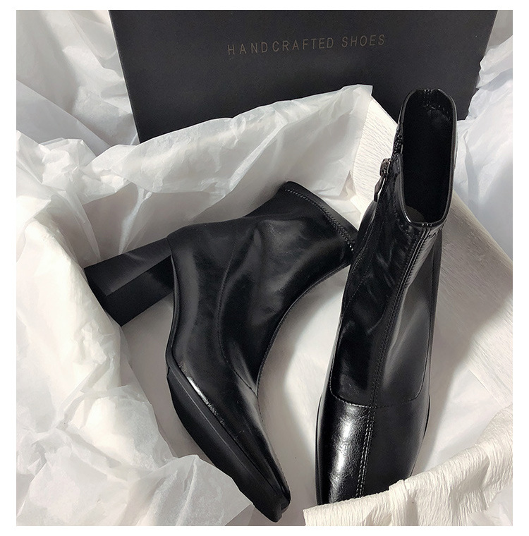 Women's Korean boots Autumn Trouser version Sexy Style Minimalist style Chunky Heel Comfortable Triple Black Free shipping Lhshoe