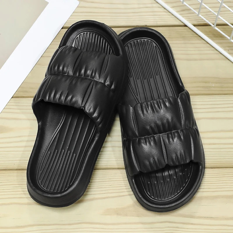 Solid womens slippers flat bottom ultra light family bathroom non slip quick drying sandals mens casual shoes 240614