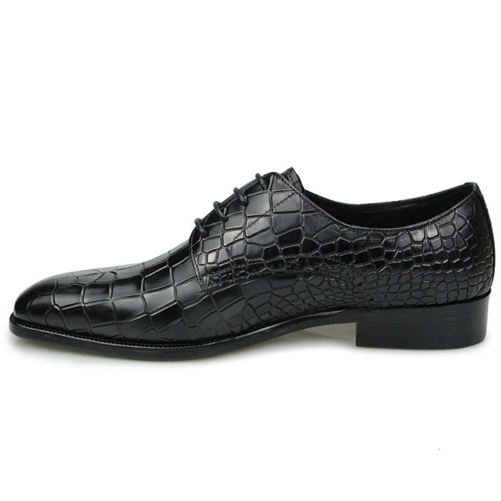 Top Grade Mens Dress Party Shoes Men's Fashion Alligator Printing Zapatos De Hombre Genuine Leather