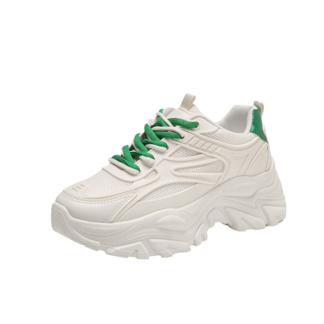 Women's Athleisure Thick Sole Mesh Breathable Comfortable Lightweight Versatile Shoes Triple Green Free shipping
