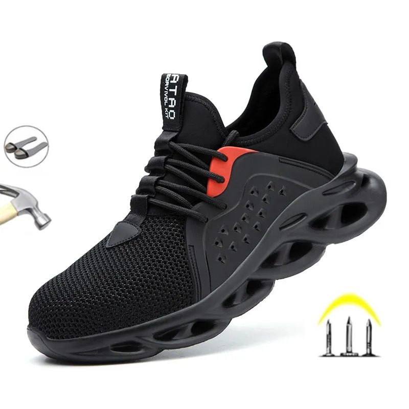 Summer Fashion Boots Mans Safety Impact-Proond Stab-Proof Work Shoes Light Not Tired Feet Indestructible Steel Head 240614