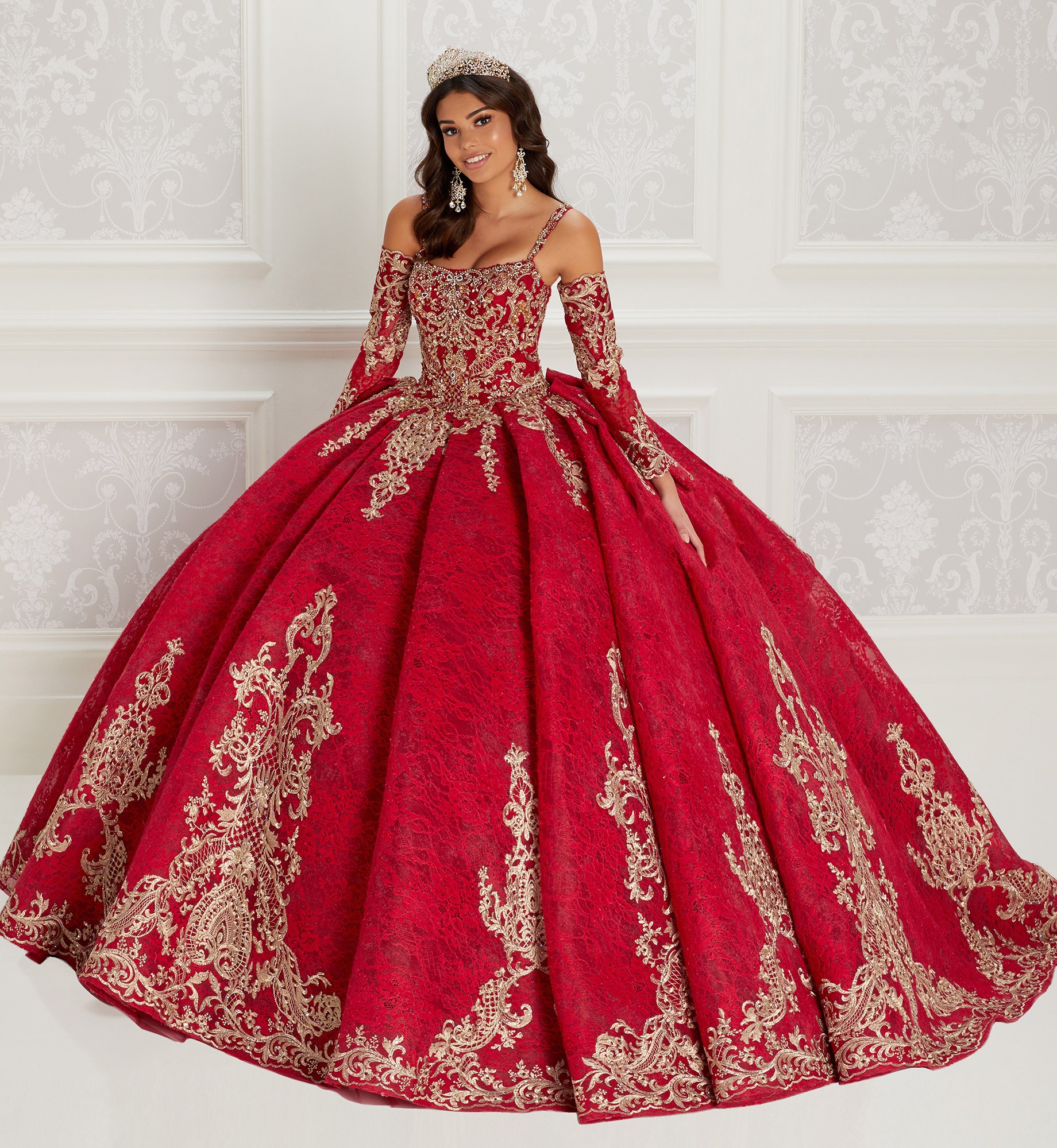 Red Mexican Quinceanera Dresses Ball Gown Spaghetti Straps Appliques Lace Beaded Puffy Charro Sweet 16 Dresses 15 Anos