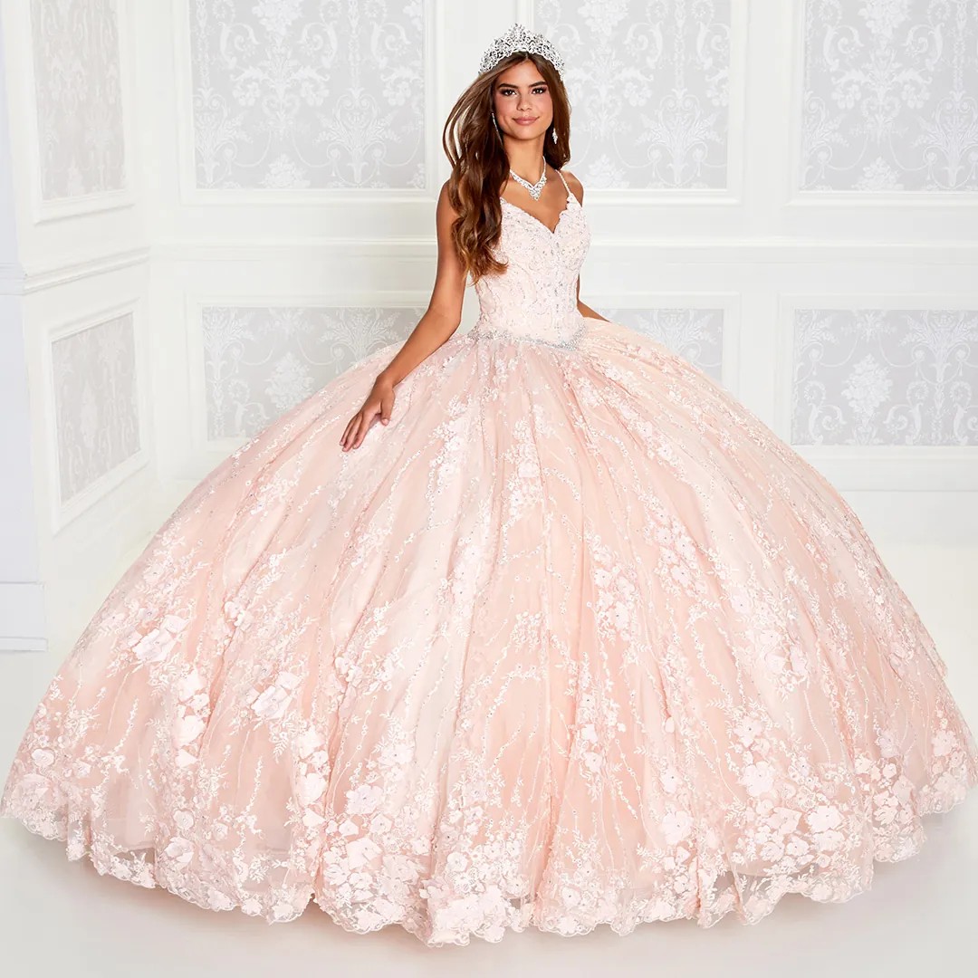 Pink Mexican Quinceanera Dresses Ball Gown Spaghetti Straps Floral Lace Puffy Charro Sweet 16 Dresses 15 Anos