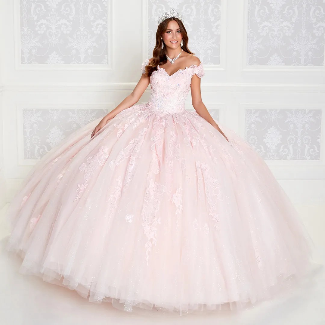 Pink Mexican Quinceanera Dresses Ball Gown Off The Shoulder Tulle Lace Puffy Charro Sweet 16 Dresses 15 Anos