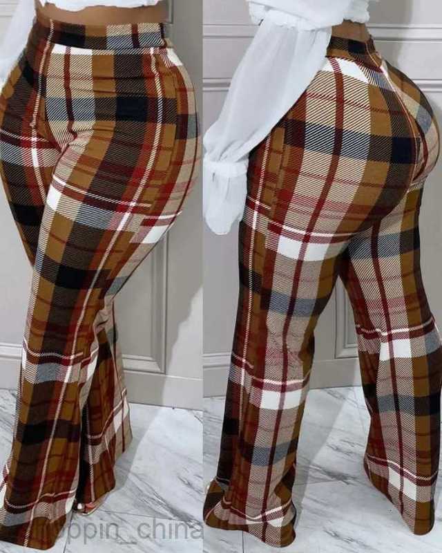 Women's Pants Capris autumn/winter oversized women's waist tied printed plaid casual pants for women