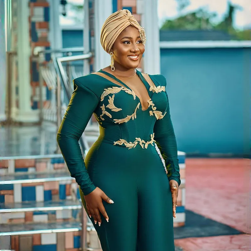 Hunter Green Jumpsuits Prom Dresses for Black Women Illusion Beaded Crystals long sleeve Plus Size Aso Ebi arabic evening gown pant suit