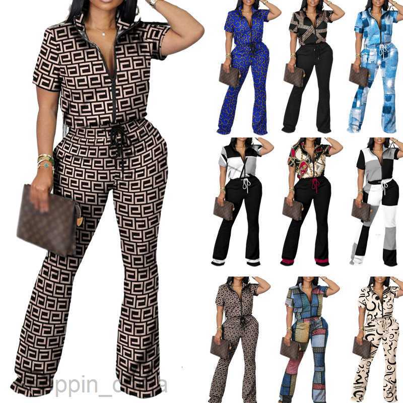 Women's Tracksuits Women's spring and summer new two-piece fashion zipper short-sleeved trousers set Sets