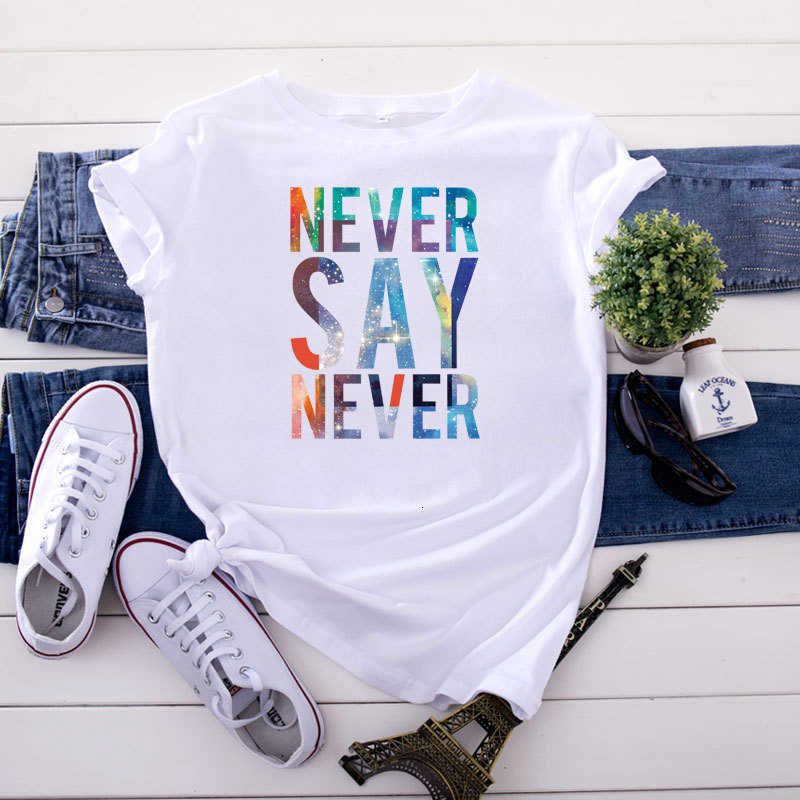 Plus Size S-5XL Fashion 100% Cotton Women T-Shirt Casual Loose Short Sleeve Colorful Letter Summer Ladies Tees Top W872 210526