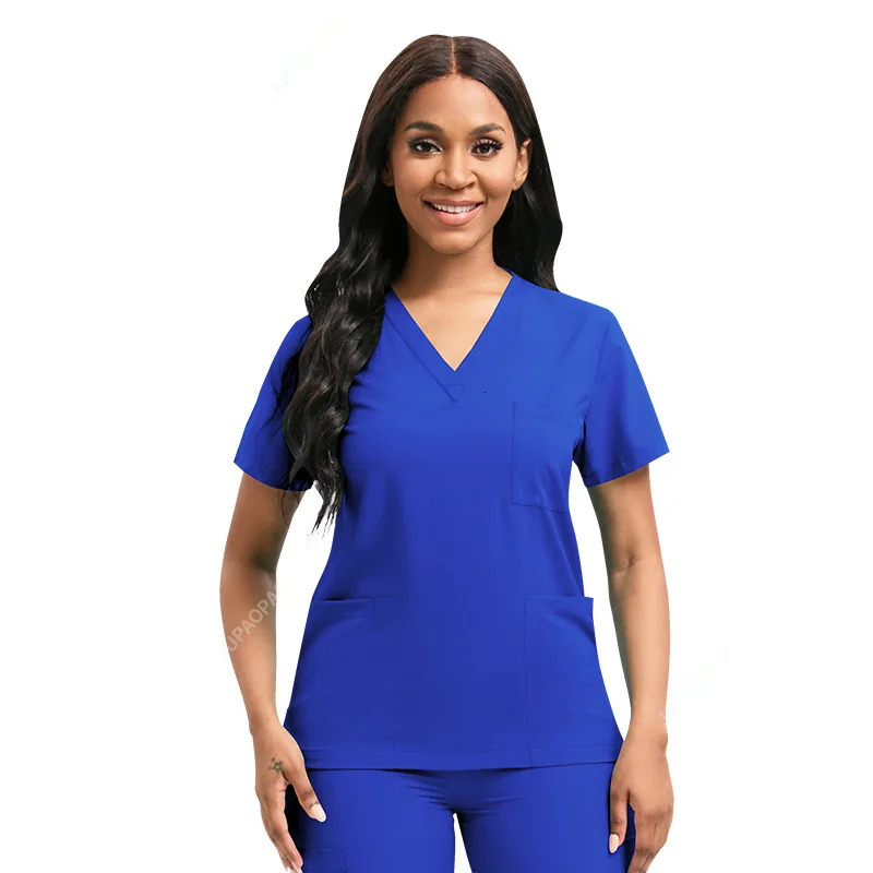 Scrubs Set Uniforms Stretch Scrub Tops With Pocket Pants Nurse Uniform Doctor Surgery Overalls Beauty Salon Workwear 240604
