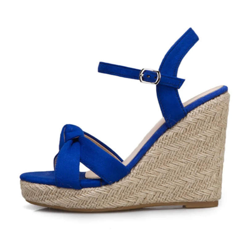 Summer Wedge Shoes Womens Sandals Fashion Party Shoes Footwear Large Knitted Wedge High Heels Womens Flip 240612