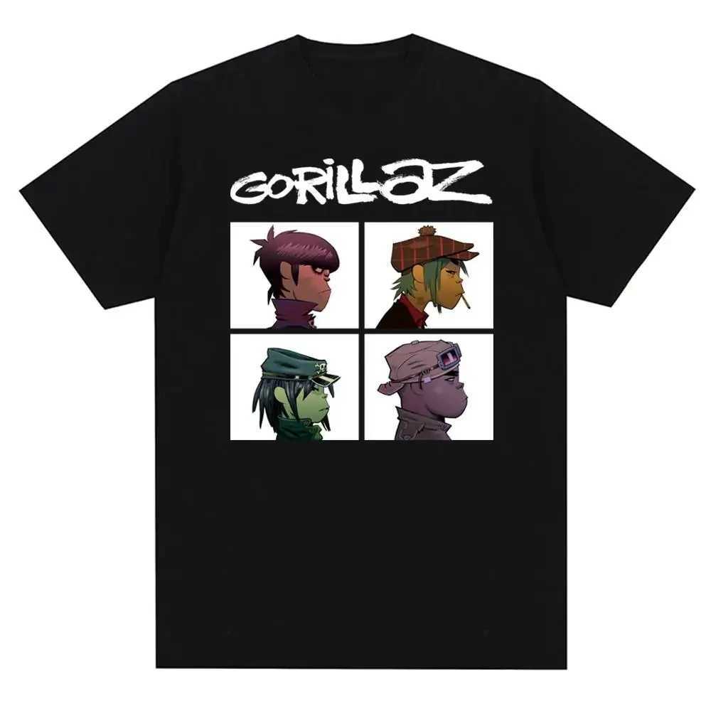 Men's T-Shirts Music Band Gorillazs Punk Rock Print T Shirt 90s Casual Fashion Short Slve Plus Size T Shirt Unisex Harajuku Summer Ts H241217