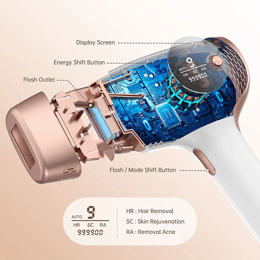 999,900 Flashes Laser Hair Removal 9 Levels Epilator LCD Display HR/SC/RA Mode Electric Shaver Remover For Women Body Bikini