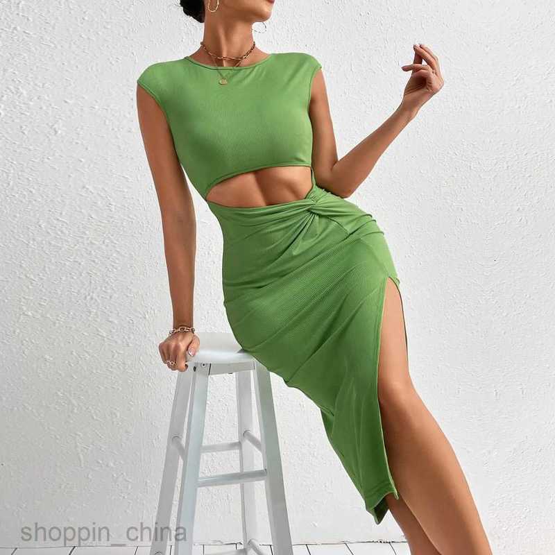 Basic Casual Women Dresses Women's New Sexy Hollow Top Knitted Sleeveless Dress