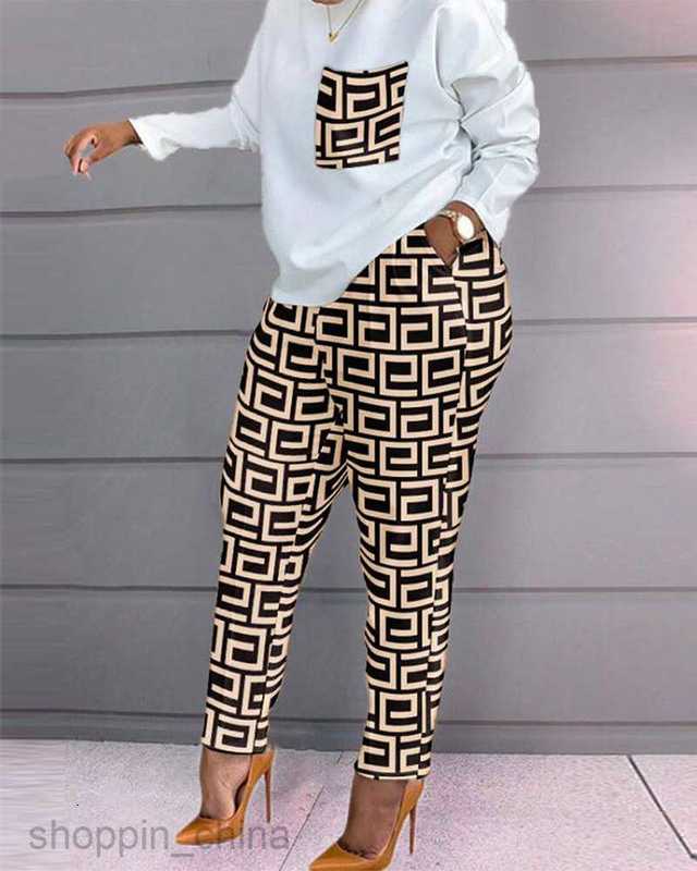 Women's Tracksuits Autumn/Winter New Women's Wear Long Two piece Set Long Sleeves and Printed Pants Set for Women Sets