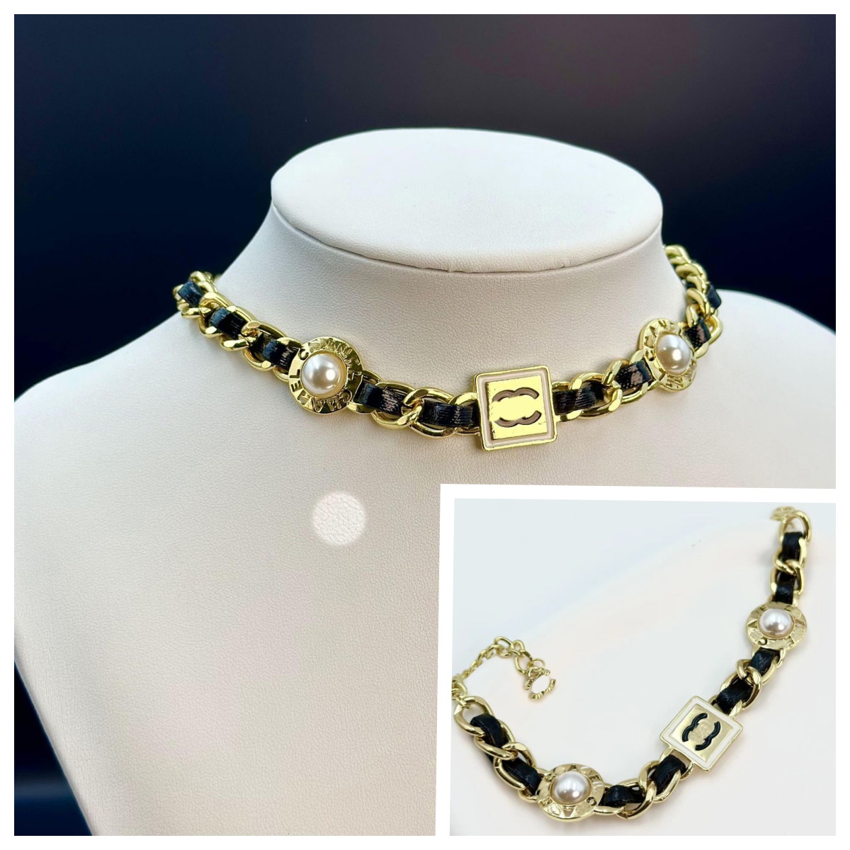 Gold Classic Design Plated Chain Pendant Necklaces Brand Letter Geometric Chains Bracelet Bangle Crystal Rhinestone Wristband Womens Necklace Jewelry s
