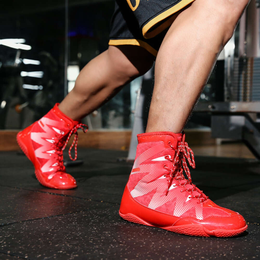 Hot Sale Factory Made Professional Leather Breathable Wholesale Men's Training Boxing Shoes
