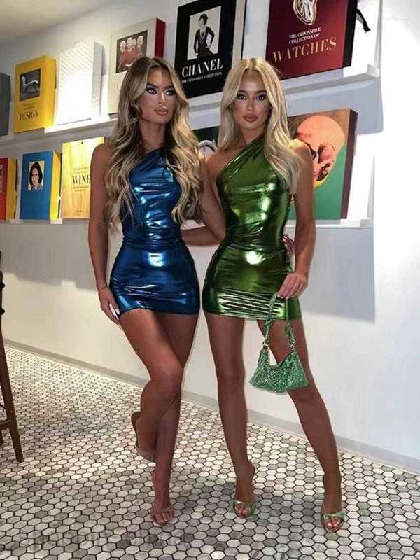 Casual Dresses Sexy One Shoulder Bodycon For Women Solid Irregular Skinny Mini Dress Female Party Nightclub Buttocks Short Gown Vestido