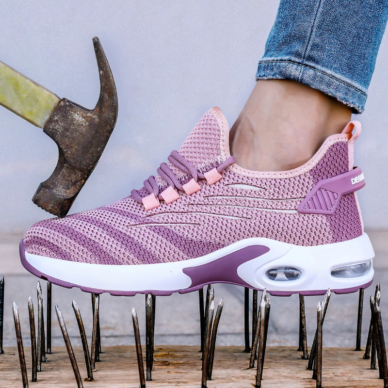 Safety Shoes Steel Toe Boots for Women Light Anti Smashing Anti Piercing Breathable Wear Resistant Security Protective Shoes 240614