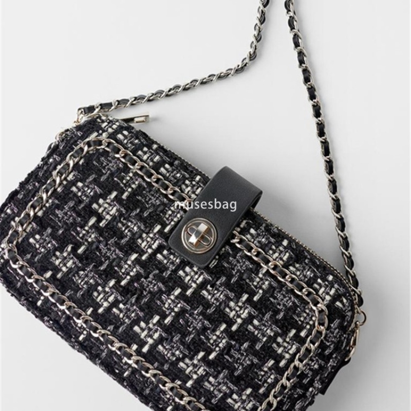 Designer women's high-quality fashionable splicing soft cloth classic retro shoulder crossbody bag chain small square bag versatile small fragran
