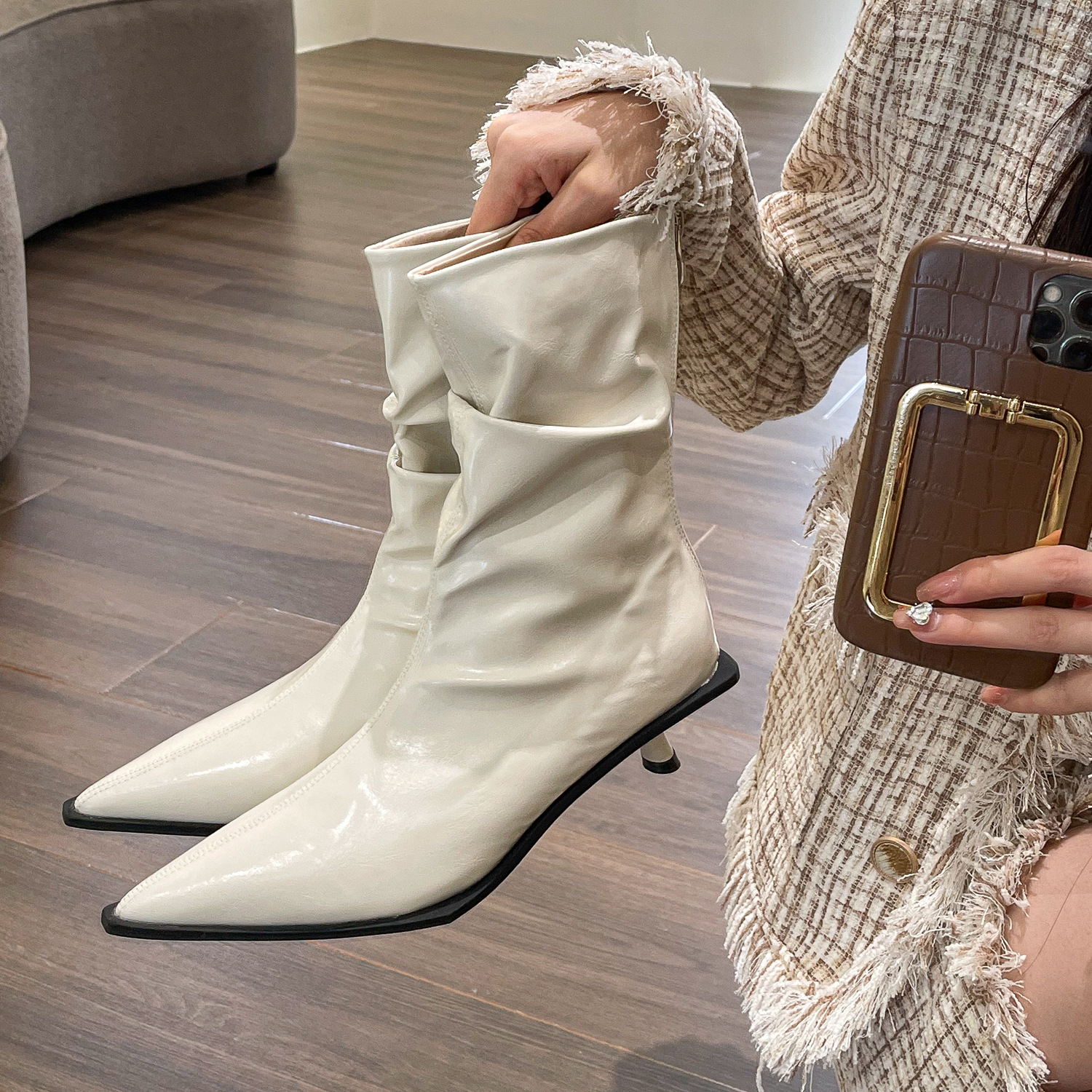 2024 Autumn Casual Boots for Women Cozy Minimalist Style Comfy Chunky Heels | Triple White