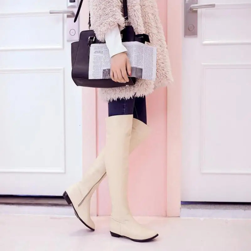Leisure Flat Over Knee Boots 44 45 47 48 Over Knee High Women Thin Leg Boots Thigh High Shoes Women 240614