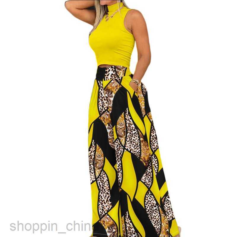 Women's Tracksuits Autumn New Women's Two Piece Tank Top Printed Long Set for Women Sets