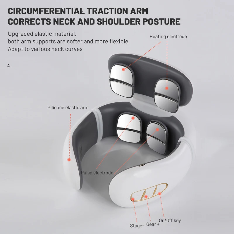 Neck Massage Instrument Intelligent Electric Rechargeable Heating Pressing Magnetic Pulse Neck Massage Instrument 240531