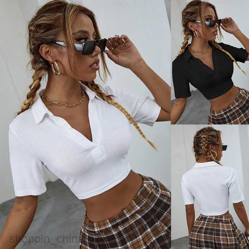 Women's T Shirt Women's casual sports slim ultra short polo collar short sleeved women's T-shirt top for women tees tops