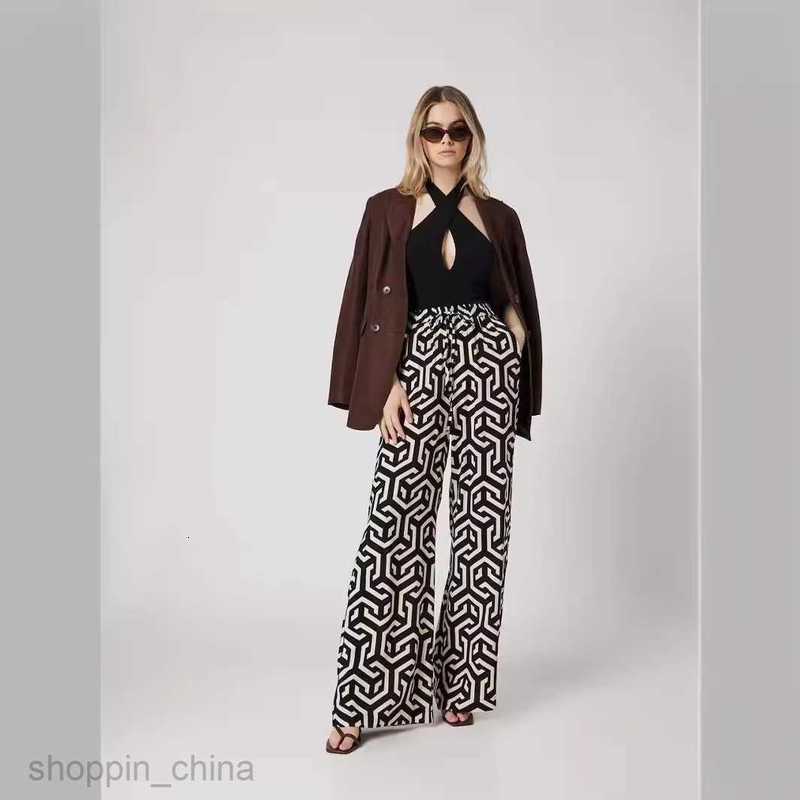 Women's Pants Capris Commuter women's new spring/summer printed striped waisted loose casual wide leg pants