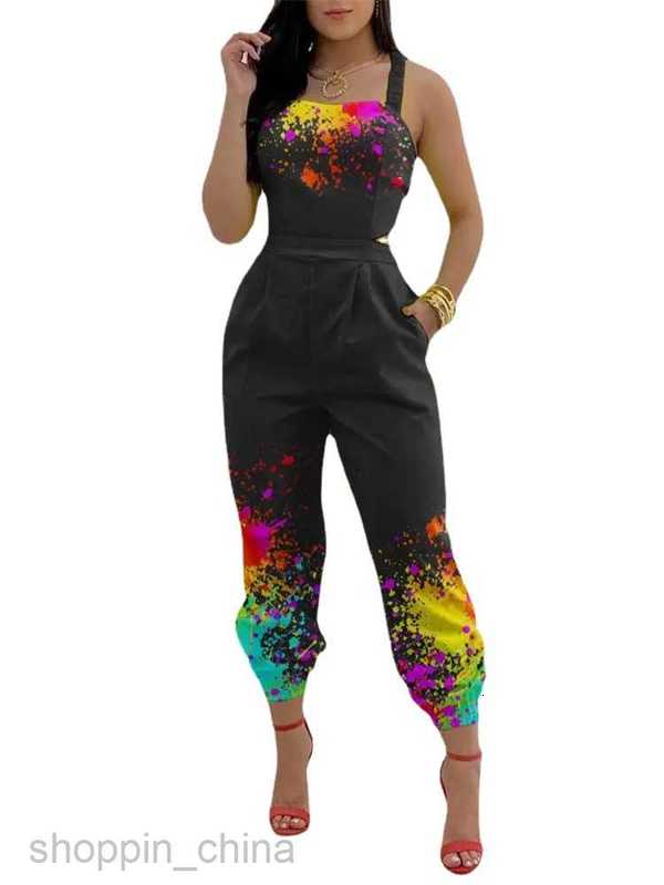Women's Tracksuits Summer Women's Wear New Fashion Strap Positioning Printed One Piece Sets