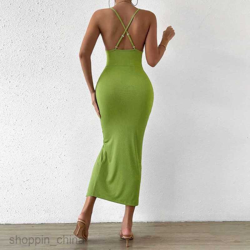 Basic Casual Women Dresses Women's New Hollow Split Waist Wrap Hip Knitted Suspended Strap Sexy Dress
