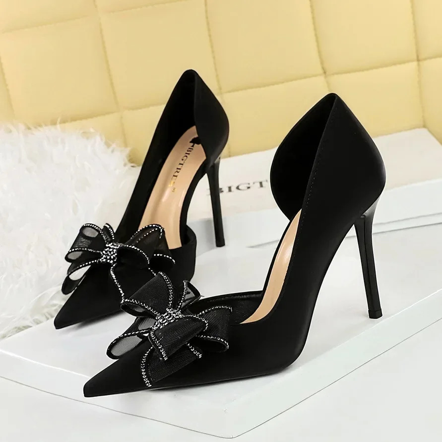 Bigtree Fashion Square CRYSTAL Lace Womens Pump Hollow Thin Boots Elegant Wedding Party Shoes Zapatos Mujer 240614