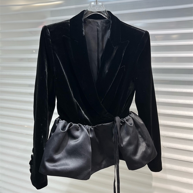 Womens Jackets women fashion high quality long sleeve lapel laceup jacket 0822 220901