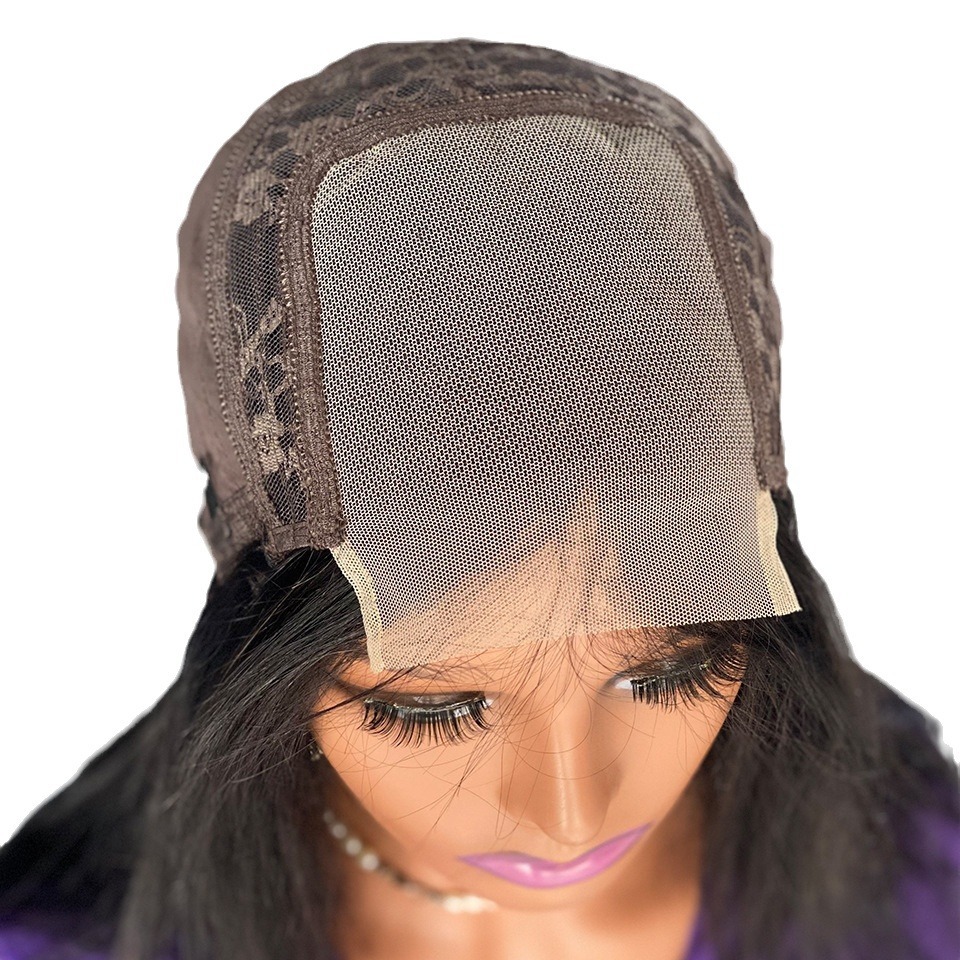 180 Density Bone Straight Bob Human Hair Wigs 13x4 Top Swiss Lace Glueless Wig Natural Black Smooth Straight Wig