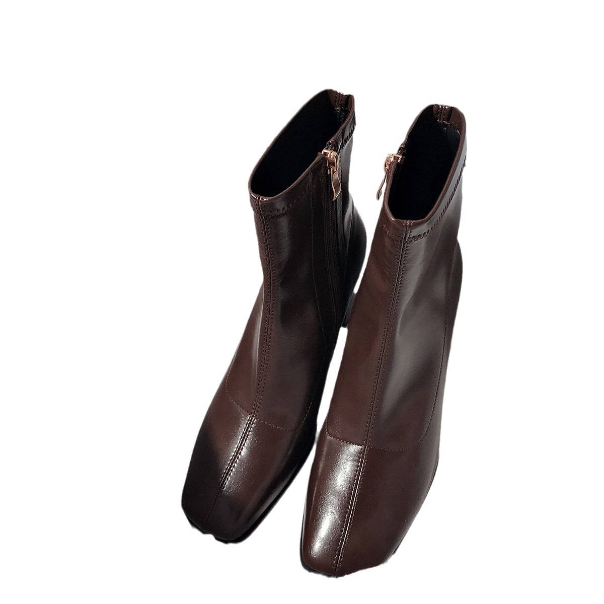 Women's Korean boots Autumn Trouser version Sexy Style Minimalist style Chunky Heel Comfortable Triple Black Free shipping Lhshoe